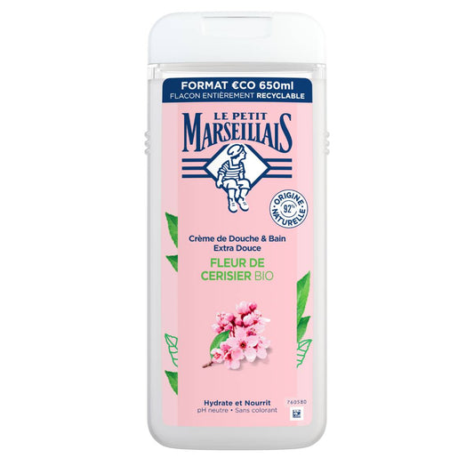 Le PETIT MARSEILLAIS Crème de Douche & Bain Extra Douce Fleur de Cerisier BIO 650ml