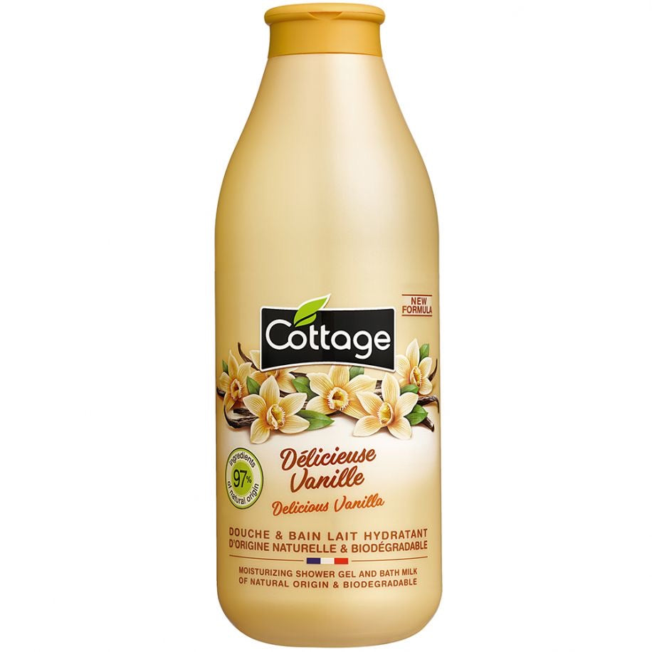 COTTAGE Douche & Bain Lait Hydratant Délicieuse Vanille 750ml