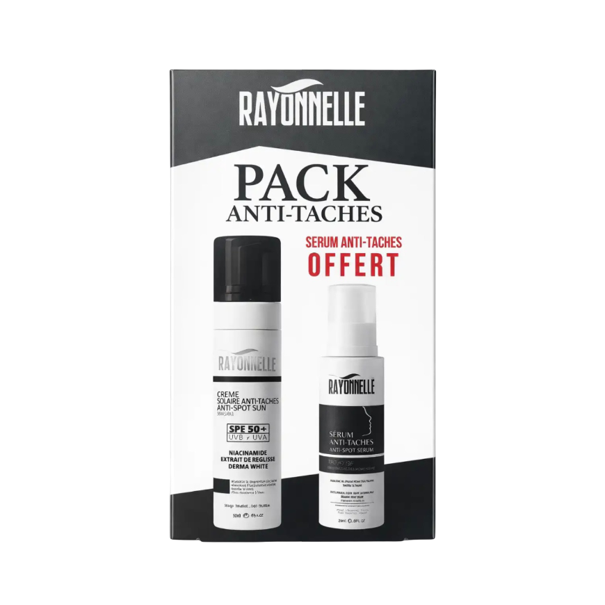 Pack Anti-Taches SPF 50+ + Sérum Offert – Soin Éclat & Protection – RAYONNELLE