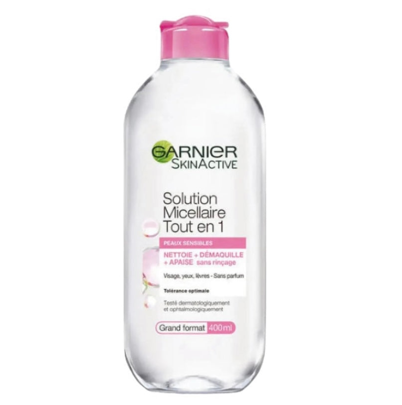 GARNIER Solution Micellaire Peaux Sensibles démaquillant yeux et visage sans rinçage 400ml