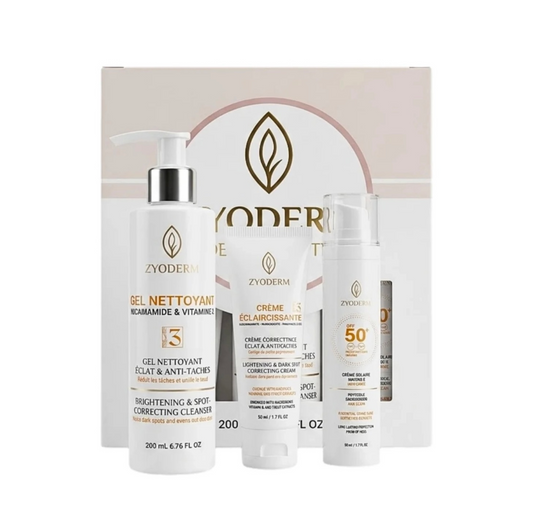 ZYODERM Dermawhite Creme Eclaircissante+Creme Solaire Invisible+Gel Nettoyent Coffret