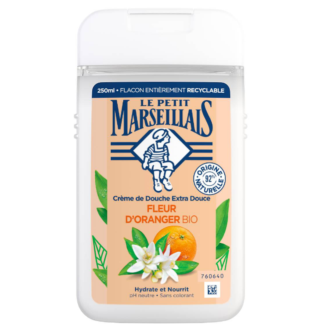 Le PETIT MARSEILLAIS Crème de Douche Extra Douce Fleur d'Oranger Bio flacon 250ml