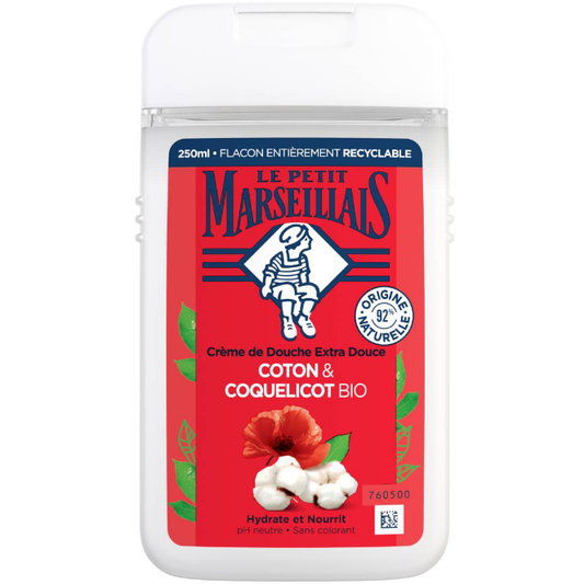 LE PETIT MARSEILLAIS crème de douche extra douce coton & coquelicot bio 250ml