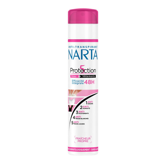 NARTA Déodorant Femme atomiseur anti-Transpirant Protection 5 efficacité 48H 200ml